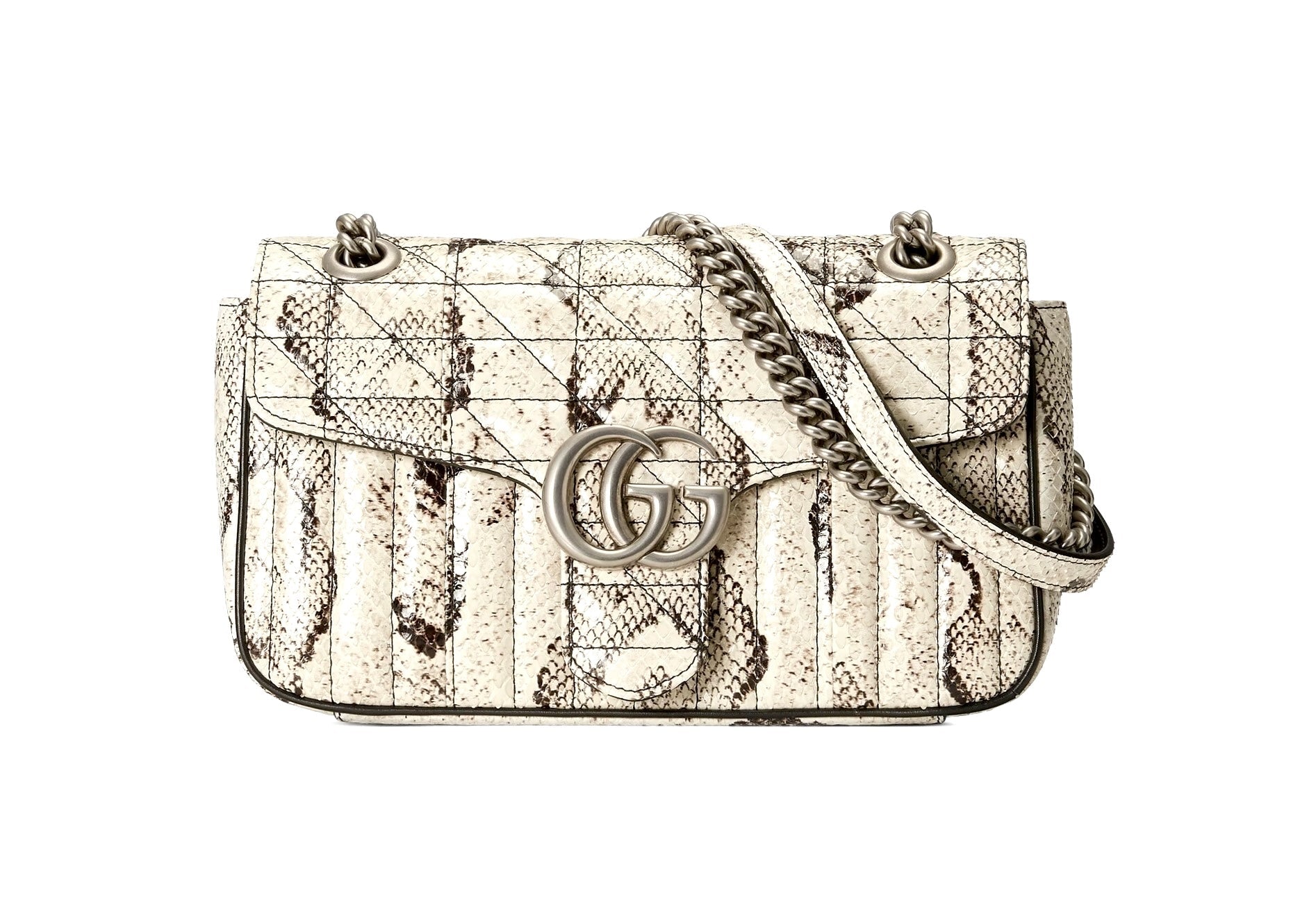 GUCCI GG MARMONT SMALL PYTHON LEATHER SHOULDER BAG