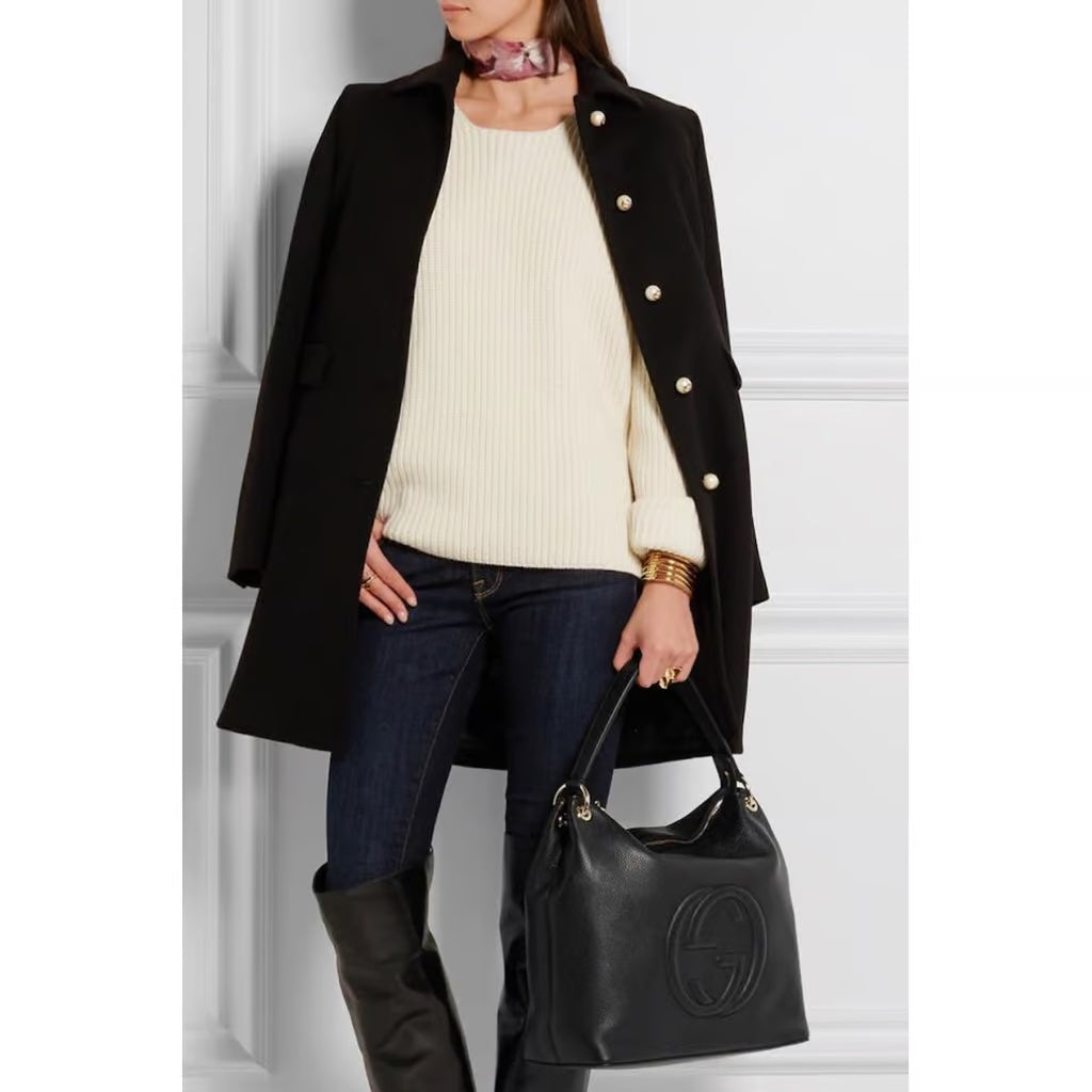 GUCCI PEBBLED CALFSKIN LEATHER MEDIUM SOHO HOBO BAG