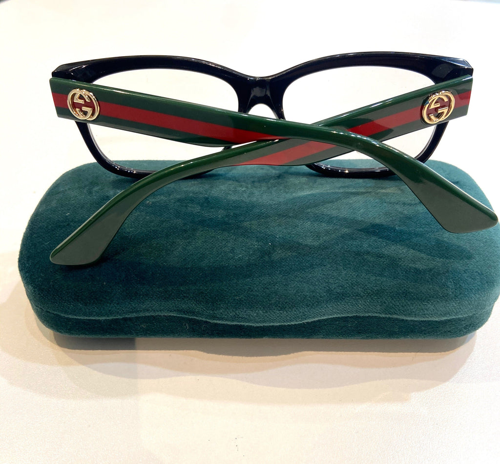 GUCCI GG WEB RECTANGULAR FRAME GLASSES