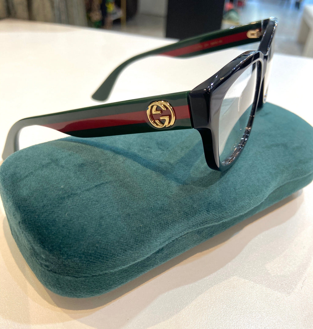 GUCCI GG WEB RECTANGULAR FRAME GLASSES