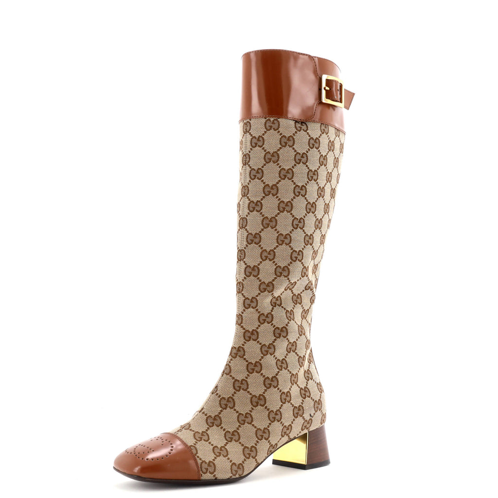GUCCI GG SUPREME ELLIS CAP TOE TALL BOOTS