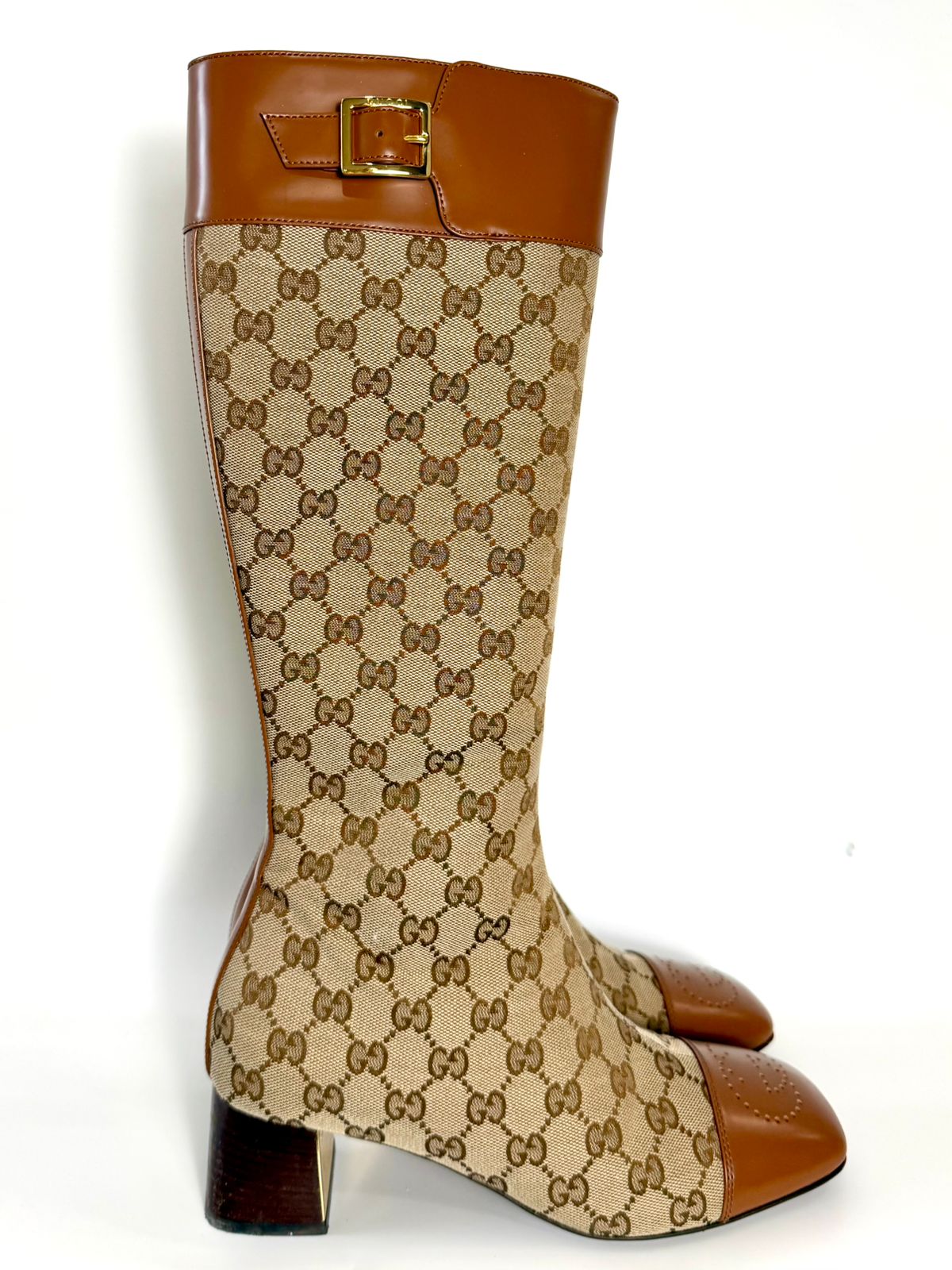 GUCCI GG SUPREME ELLIS CAP TOE TALL BOOTS