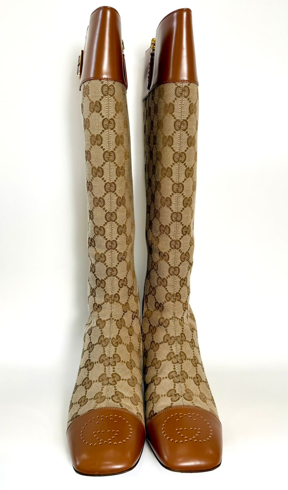 GUCCI GG SUPREME ELLIS CAP TOE TALL BOOTS