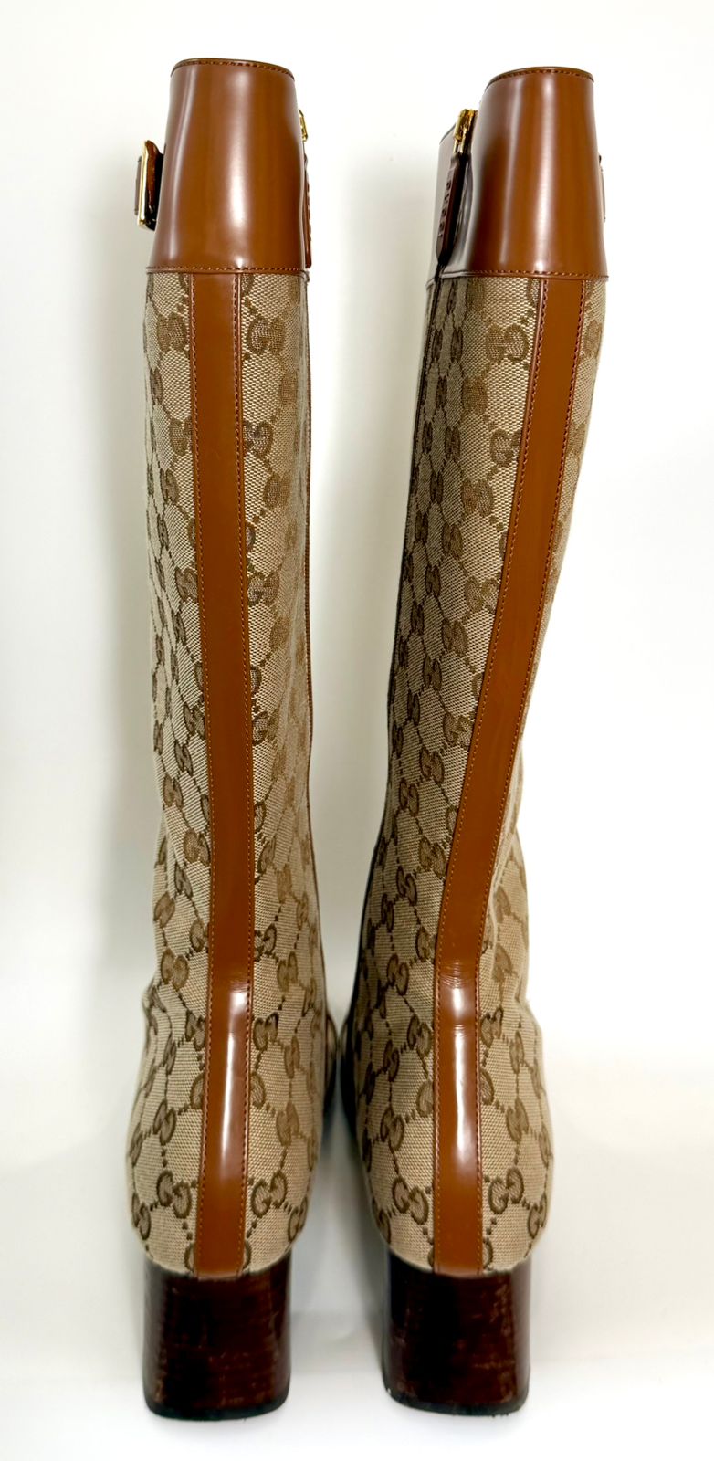 GUCCI GG SUPREME ELLIS CAP TOE TALL BOOTS