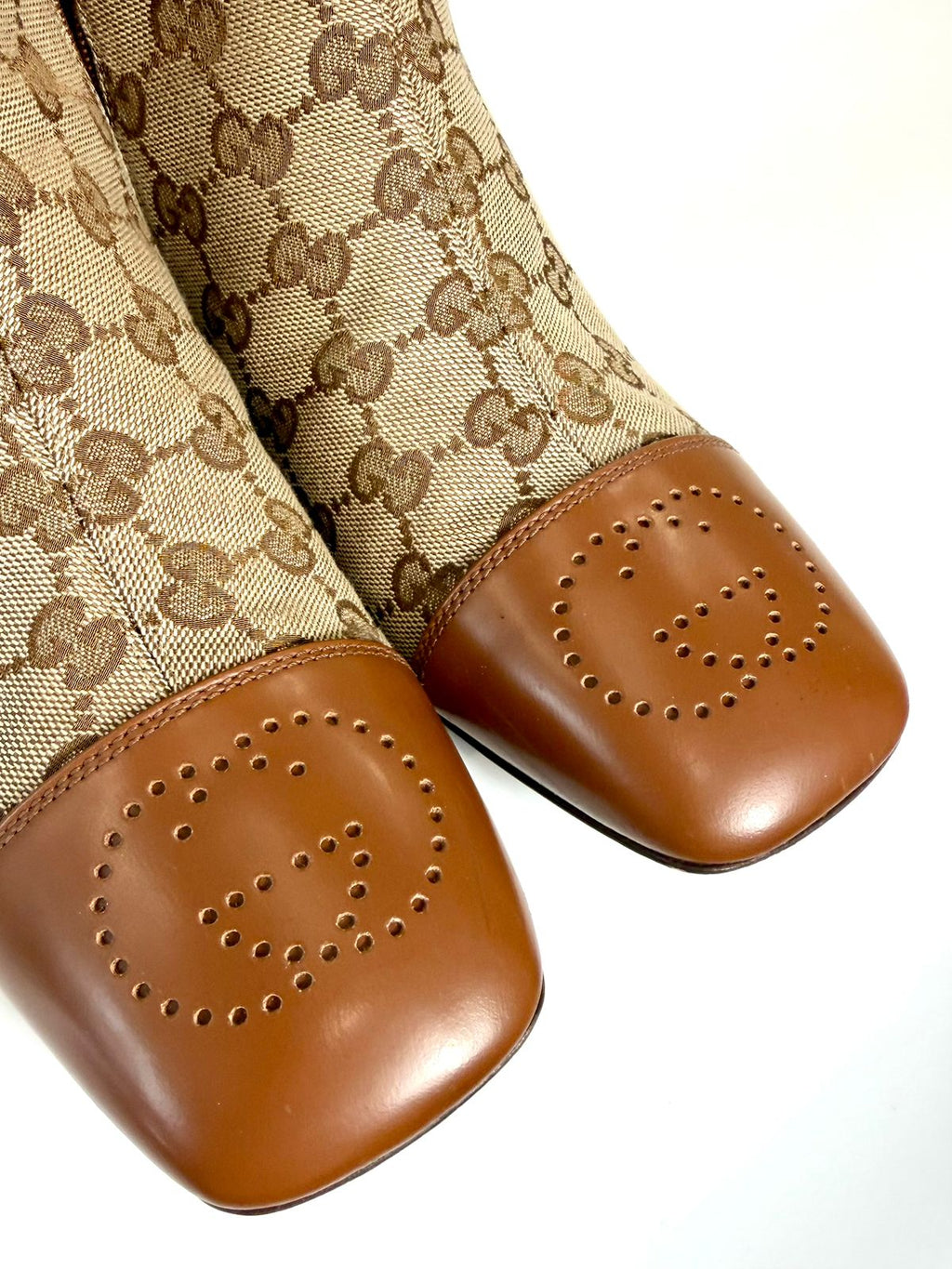 GUCCI GG SUPREME ELLIS CAP TOE TALL BOOTS