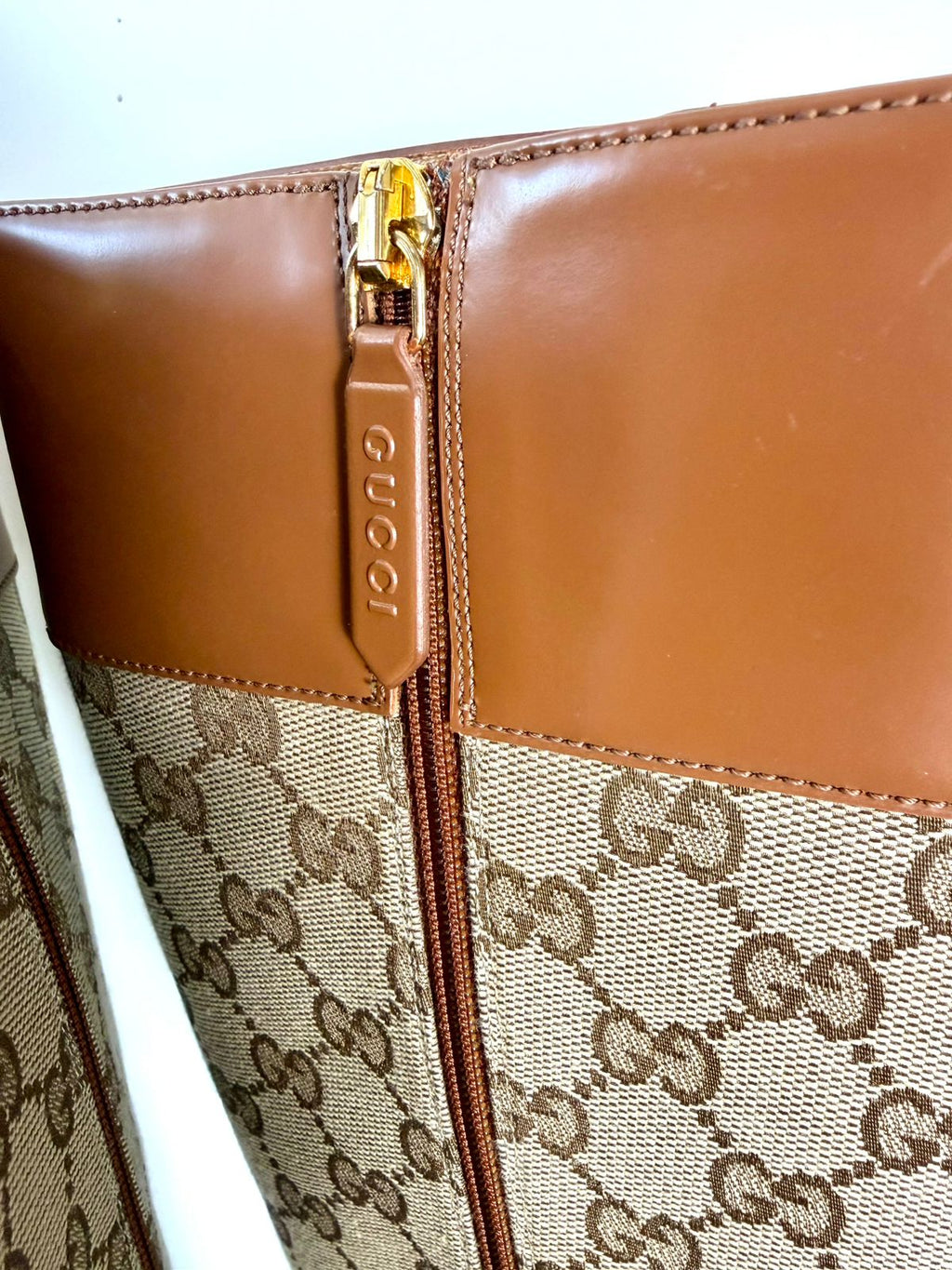 GUCCI GG SUPREME ELLIS CAP TOE TALL BOOTS