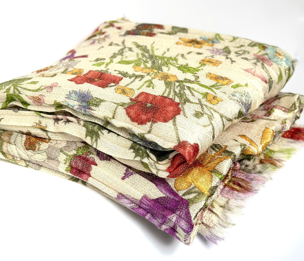 GUCCI FLORAL PRINT SILK SCARF
