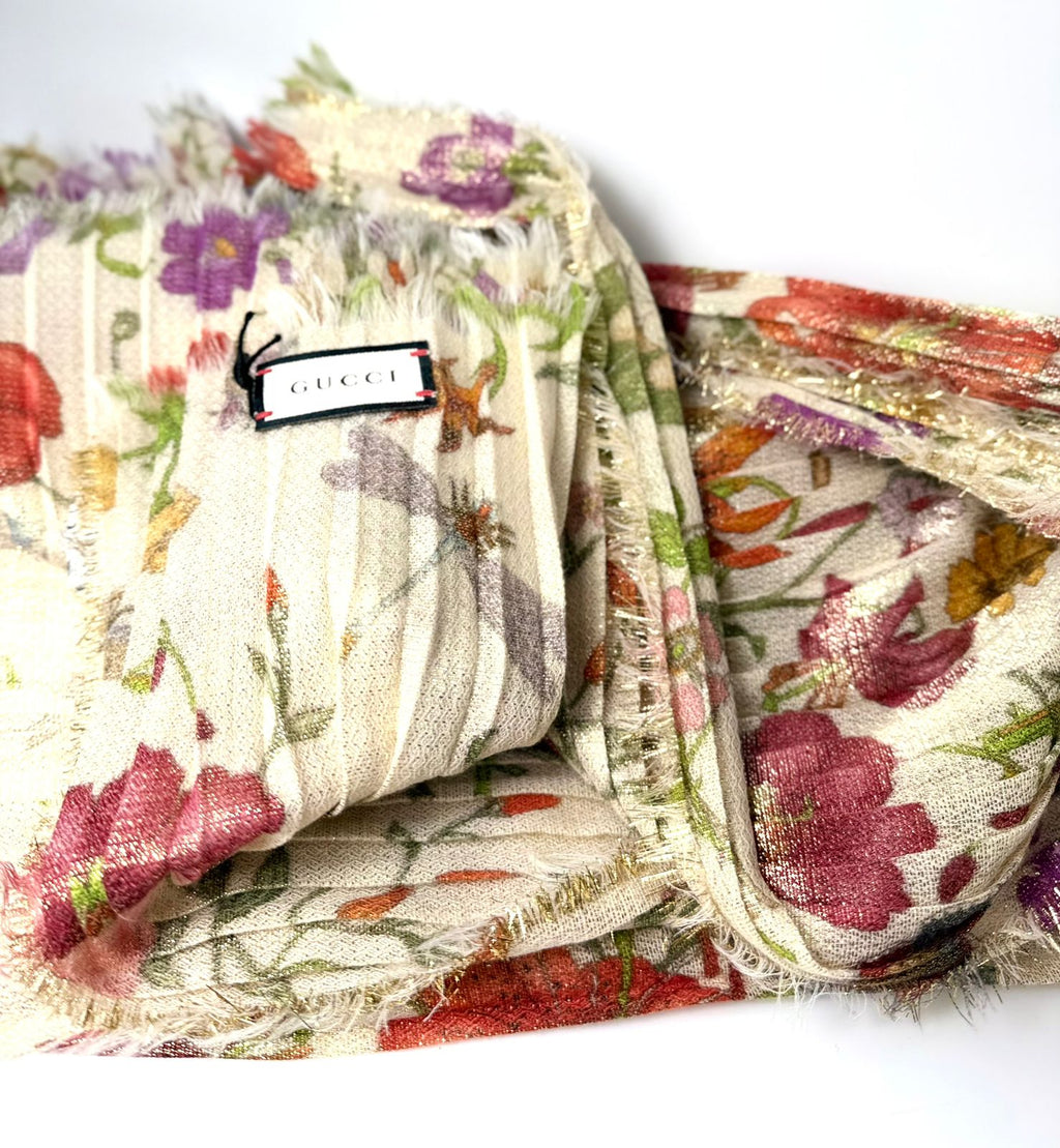 GUCCI FLORAL PRINT SILK SCARF