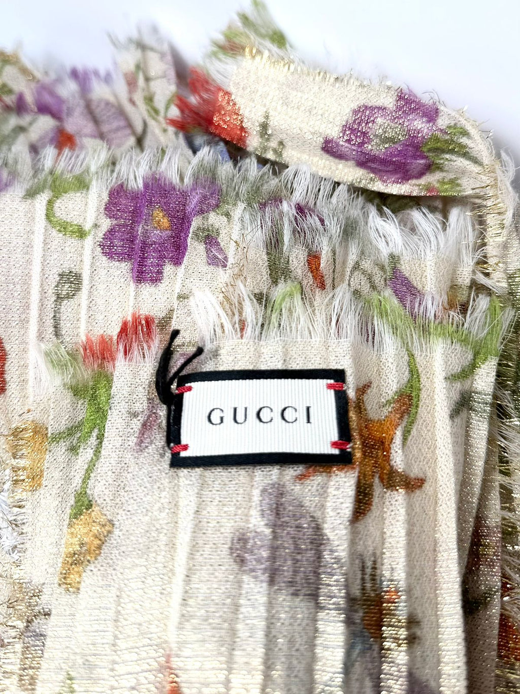 GUCCI FLORAL PRINT SILK SCARF