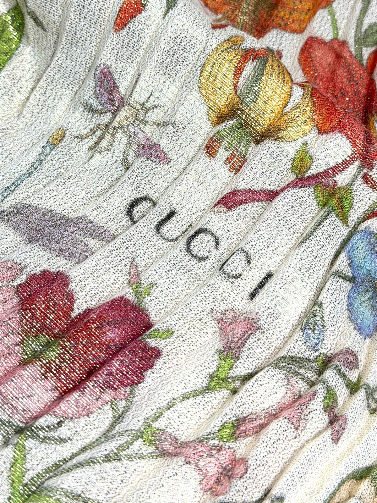 GUCCI FLORAL PRINT SILK SCARF