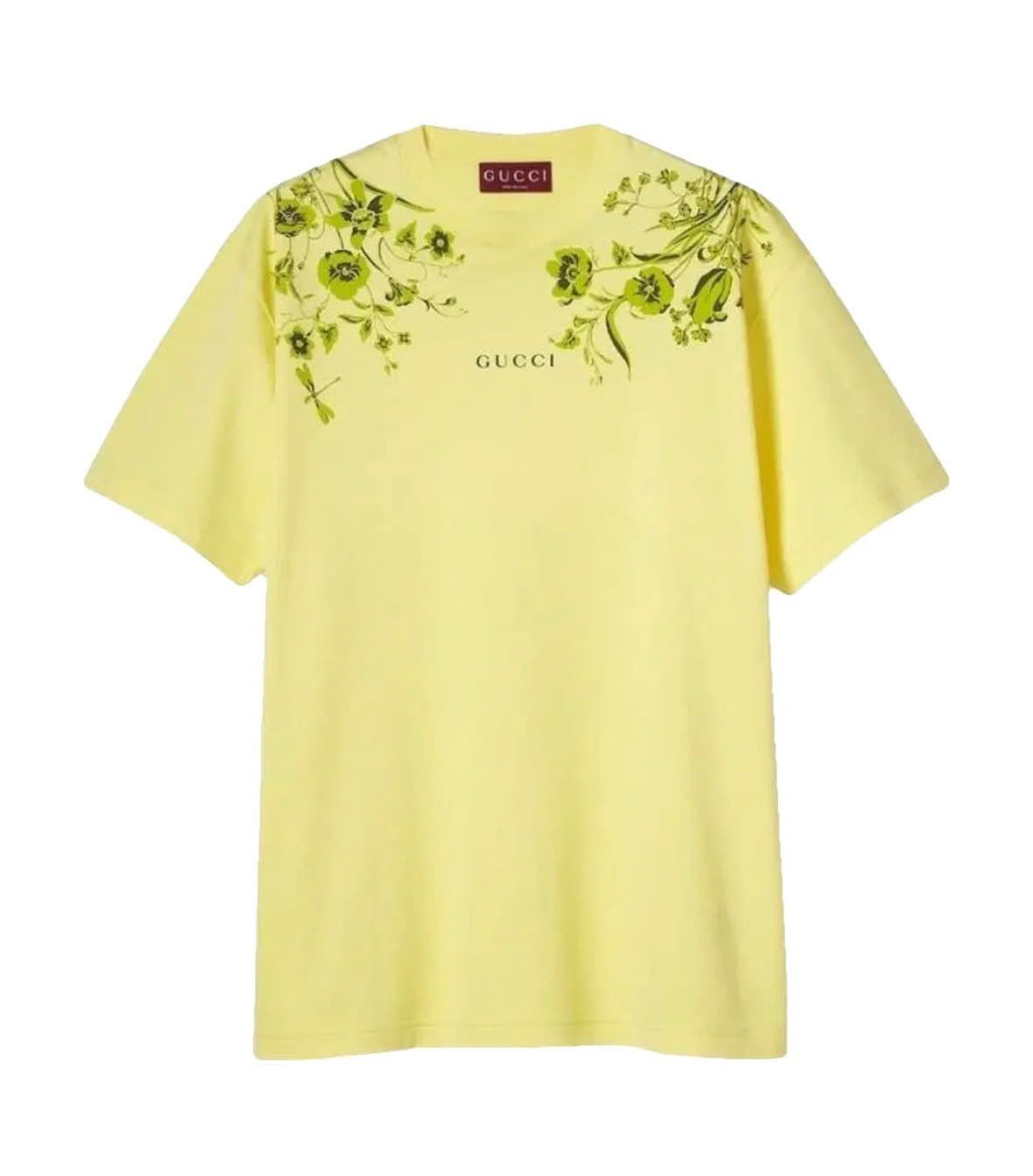 GUCCI FLORAL PRINT COTTON JERSEY T-SHIRT
