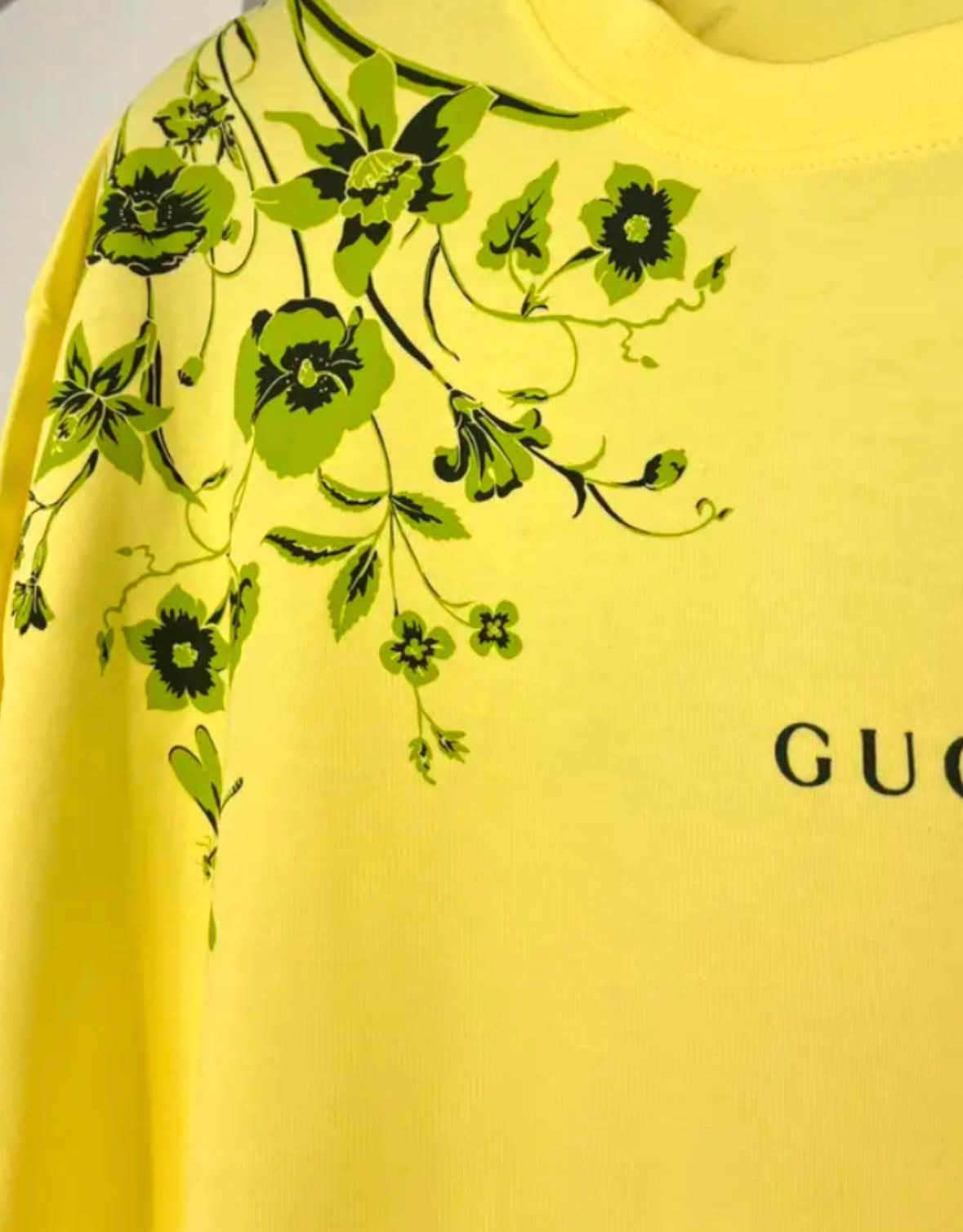 GUCCI FLORAL PRINT COTTON JERSEY T-SHIRT