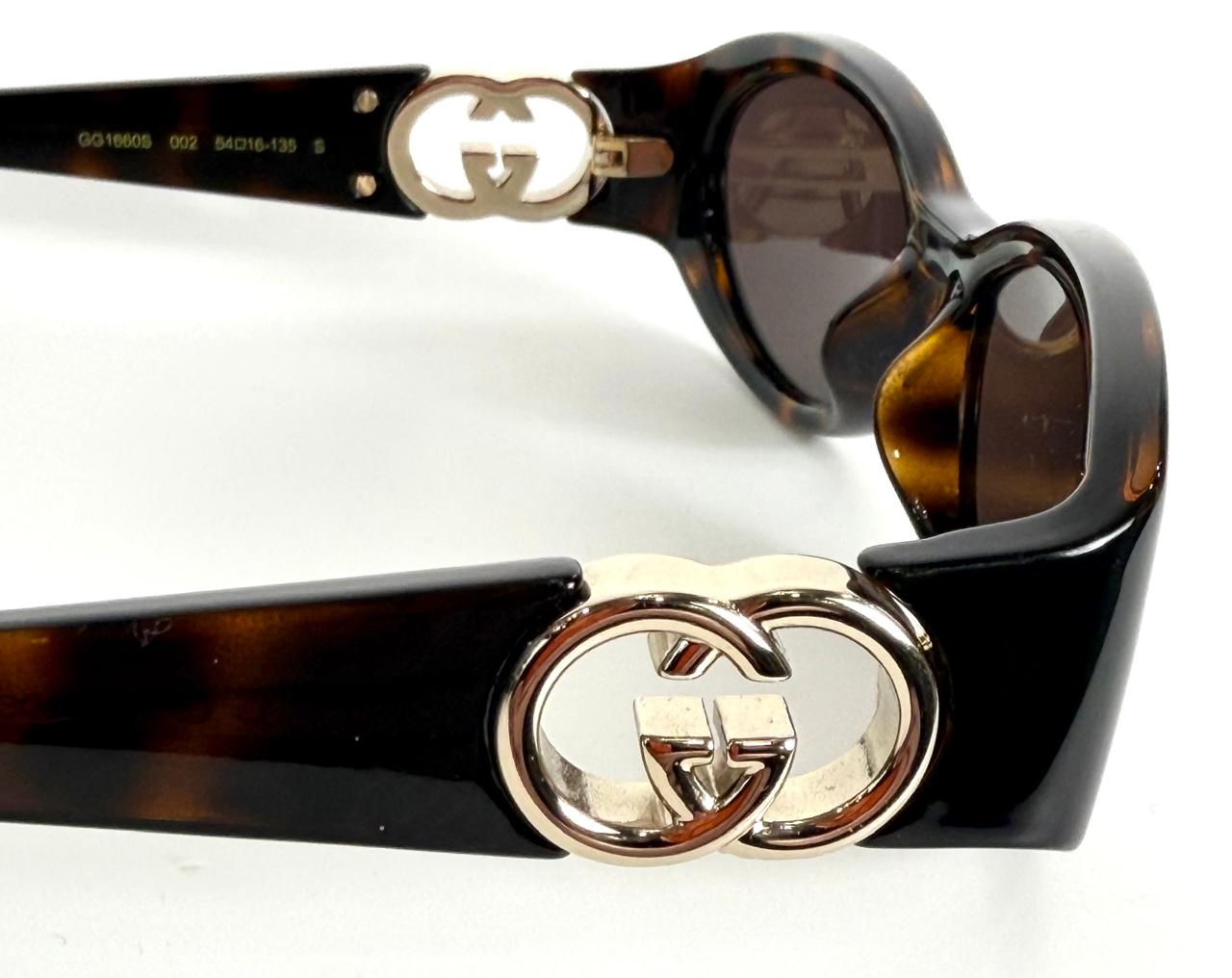 GUCCI GG1660S HAVANA OVAL TORTOISESHELL SUNGLASSES