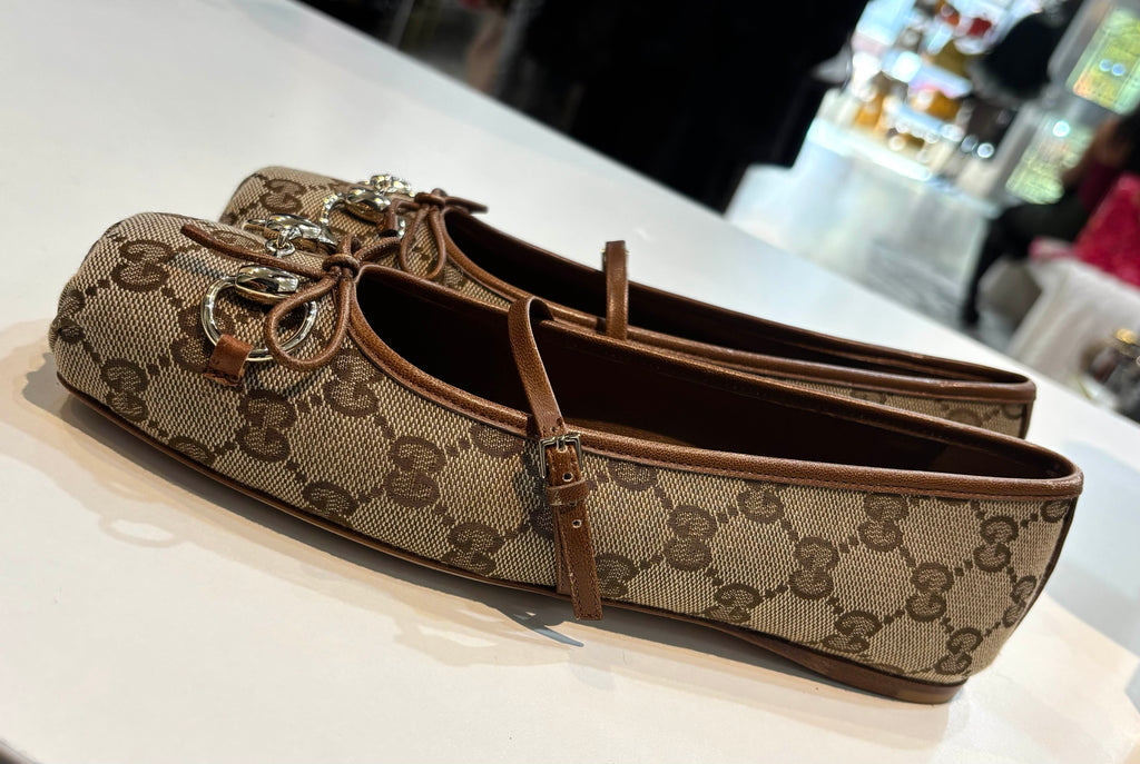 GUCCI GG MONOGRAM HORSEBIT BALLET FLATS