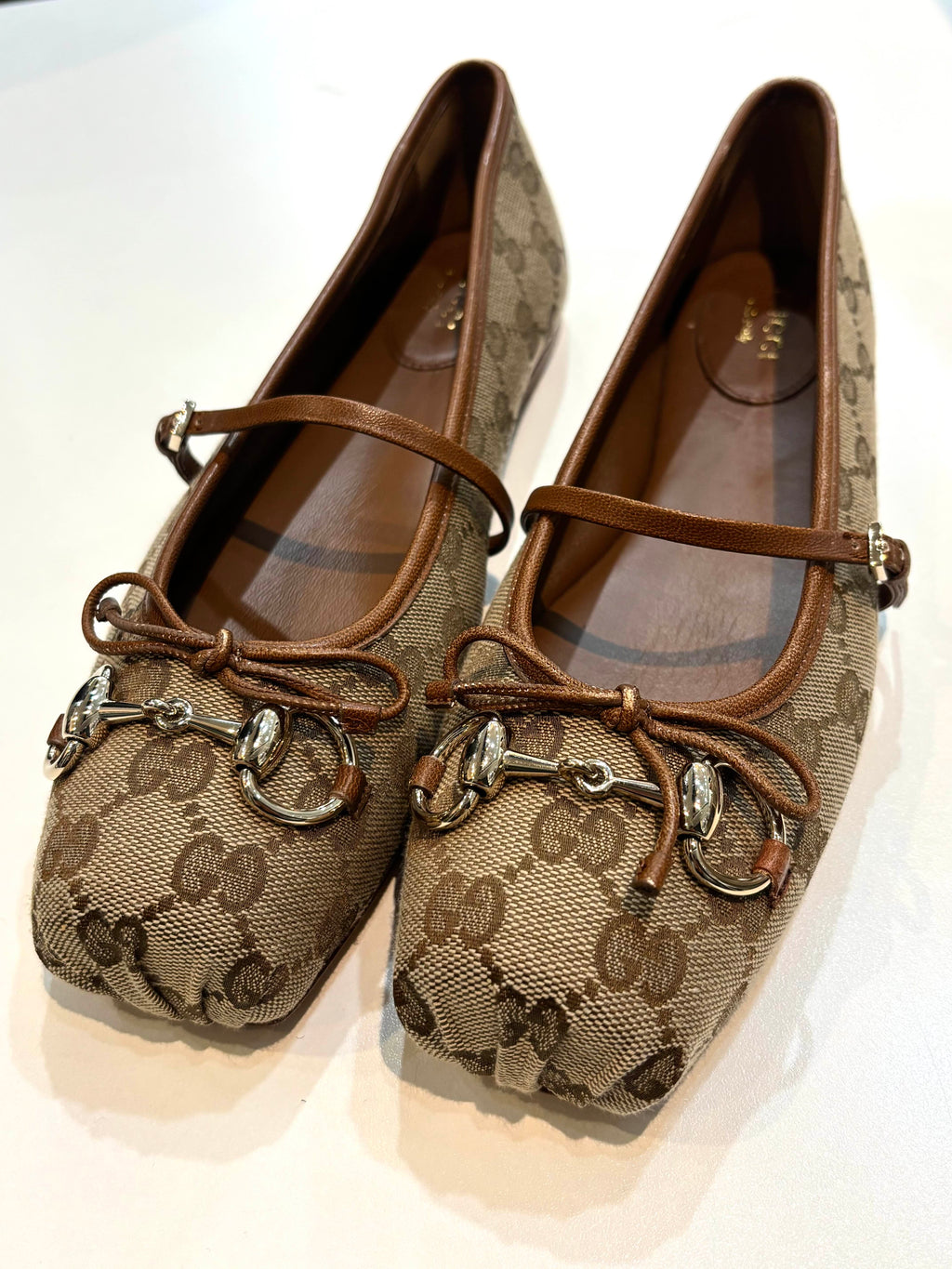 GUCCI GG MONOGRAM HORSEBIT BALLET FLATS