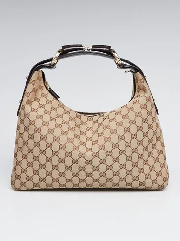 GUCCI GG MONOGRAM CANVAS MEDIUM HORSEBIT HOBO BAG