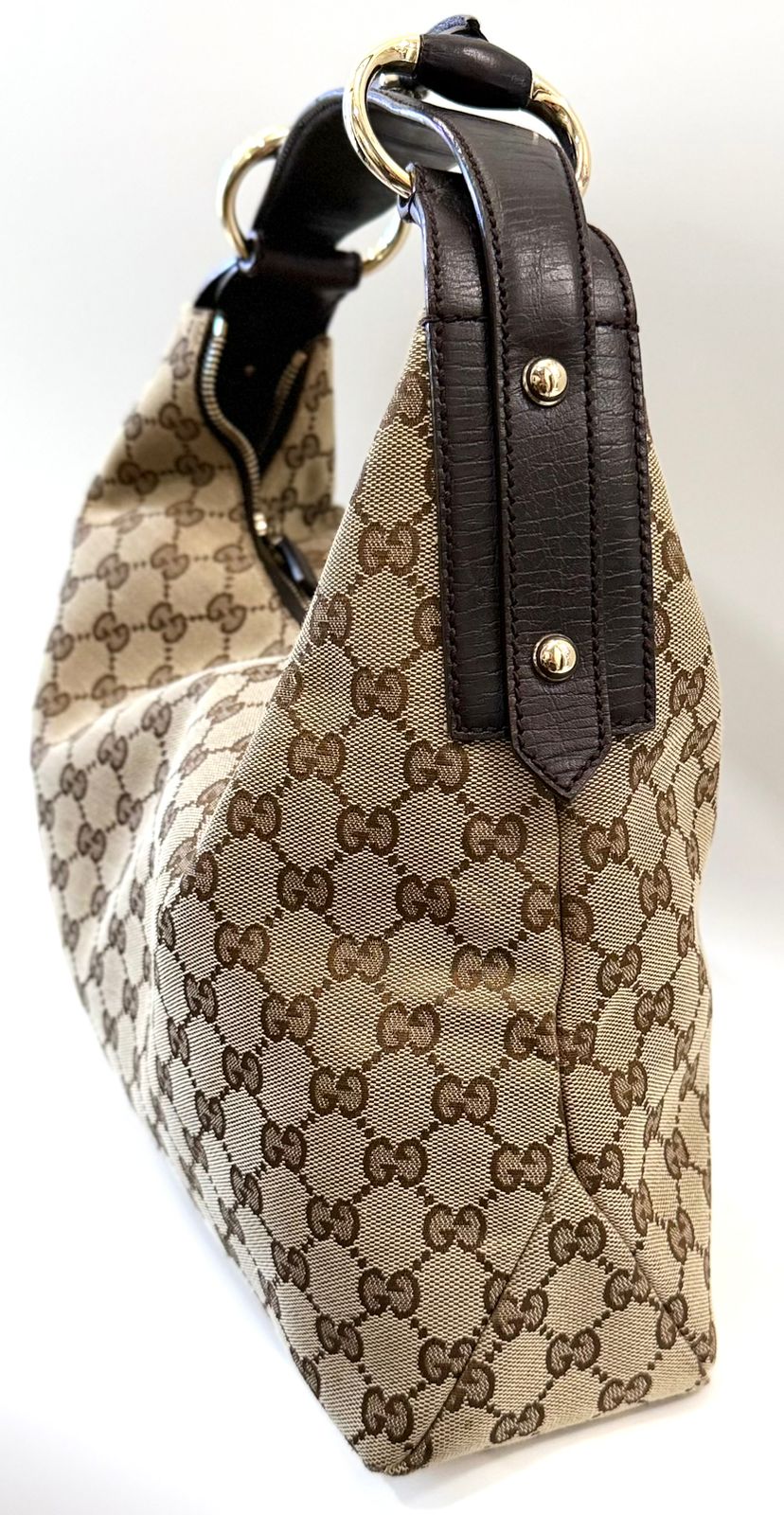 GUCCI GG MONOGRAM CANVAS MEDIUM HORSEBIT HOBO BAG