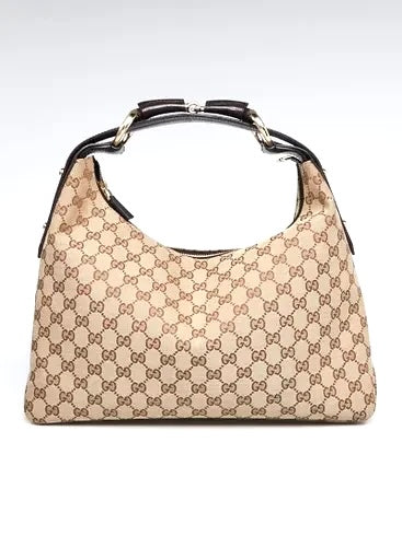 GUCCI GG MONOGRAM CANVAS MEDIUM HORSEBIT HOBO BAG
