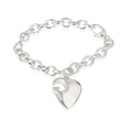 GUCCI GG CUTOUT HEART CHARM STERLING SILVER BRACELET