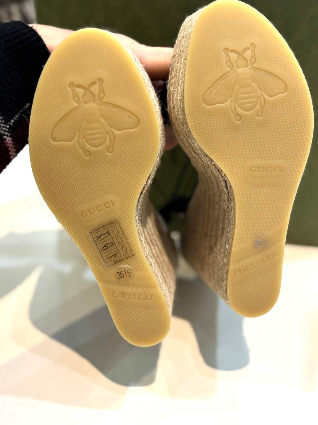 GUCCI GG AITANA WEDGE HEEL ESPADRILLE SANDALS