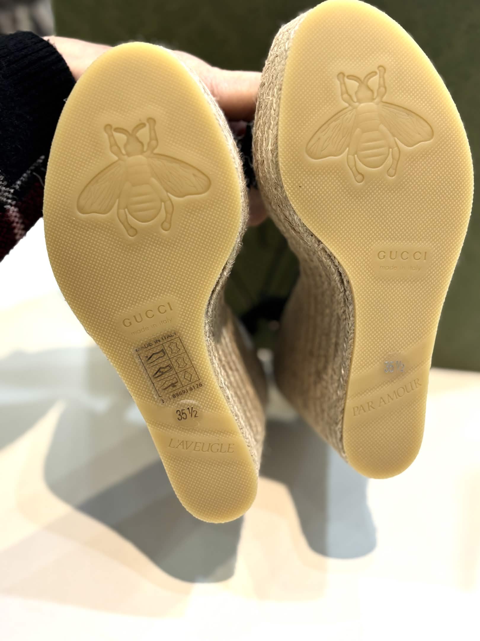 GUCCI GG AITANA WEDGE HEEL ESPADRILLE SANDALS
