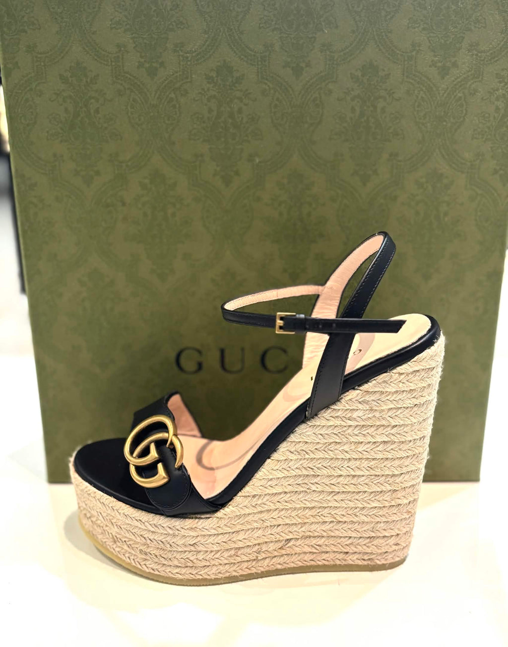 GUCCI GG AITANA WEDGE HEEL ESPADRILLE SANDALS