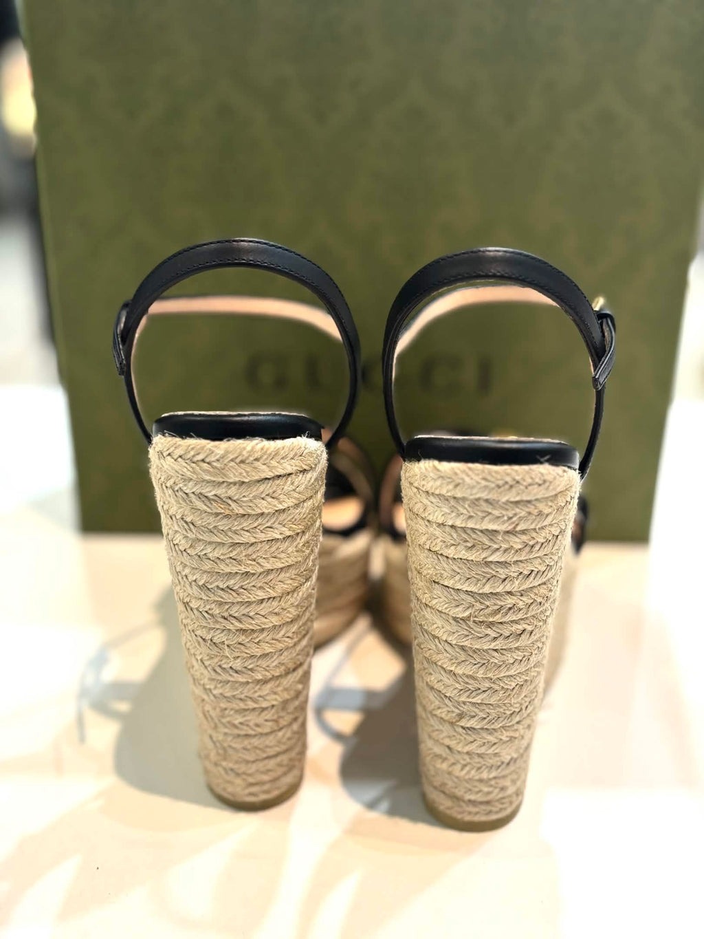 GUCCI GG AITANA WEDGE HEEL ESPADRILLE SANDALS