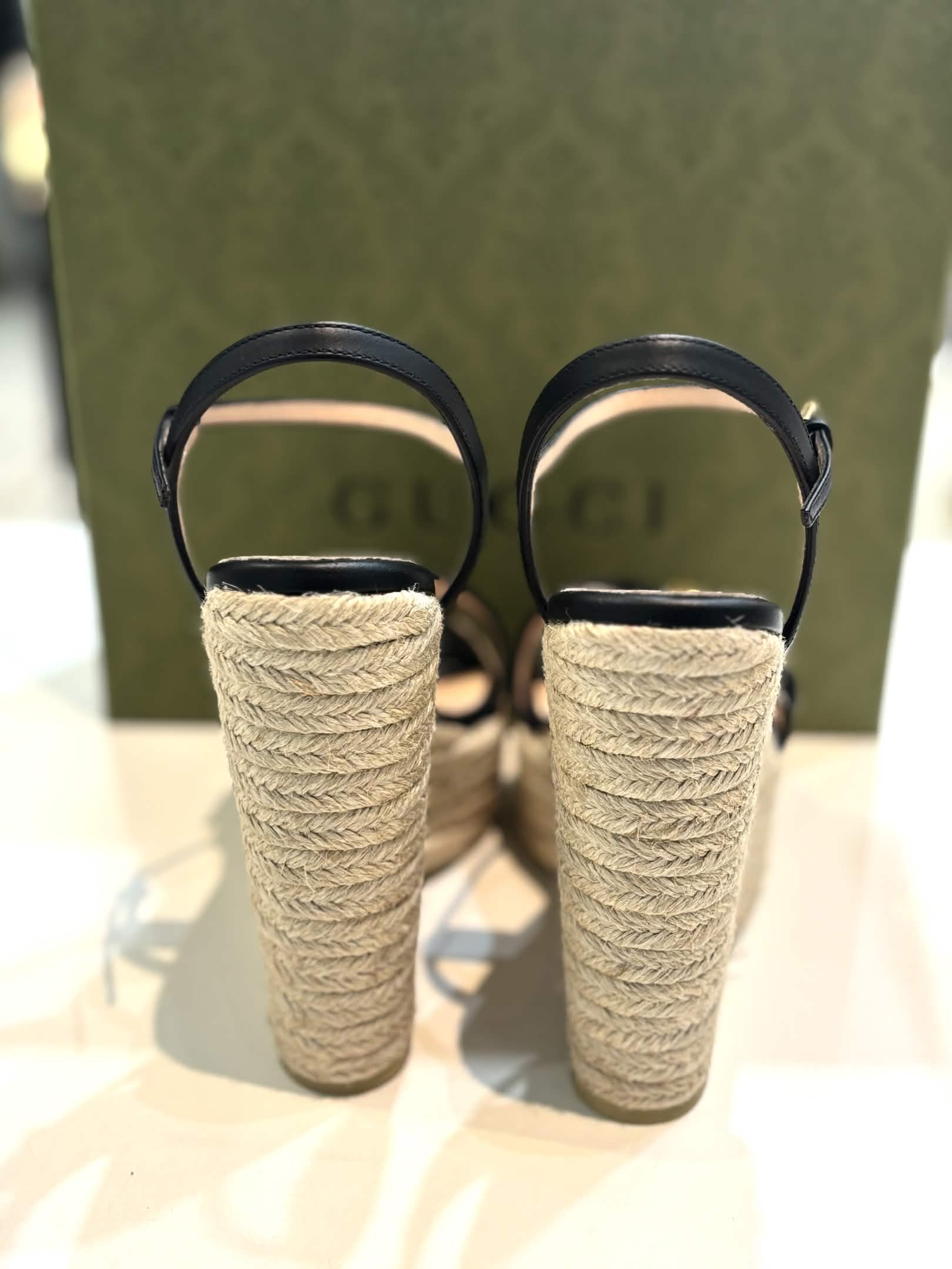 GUCCI GG AITANA WEDGE HEEL ESPADRILLE SANDALS