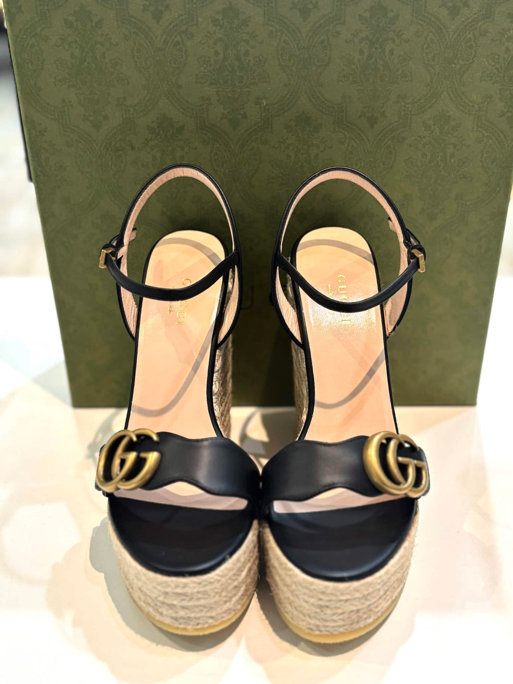 GUCCI GG AITANA WEDGE HEEL ESPADRILLE SANDALS