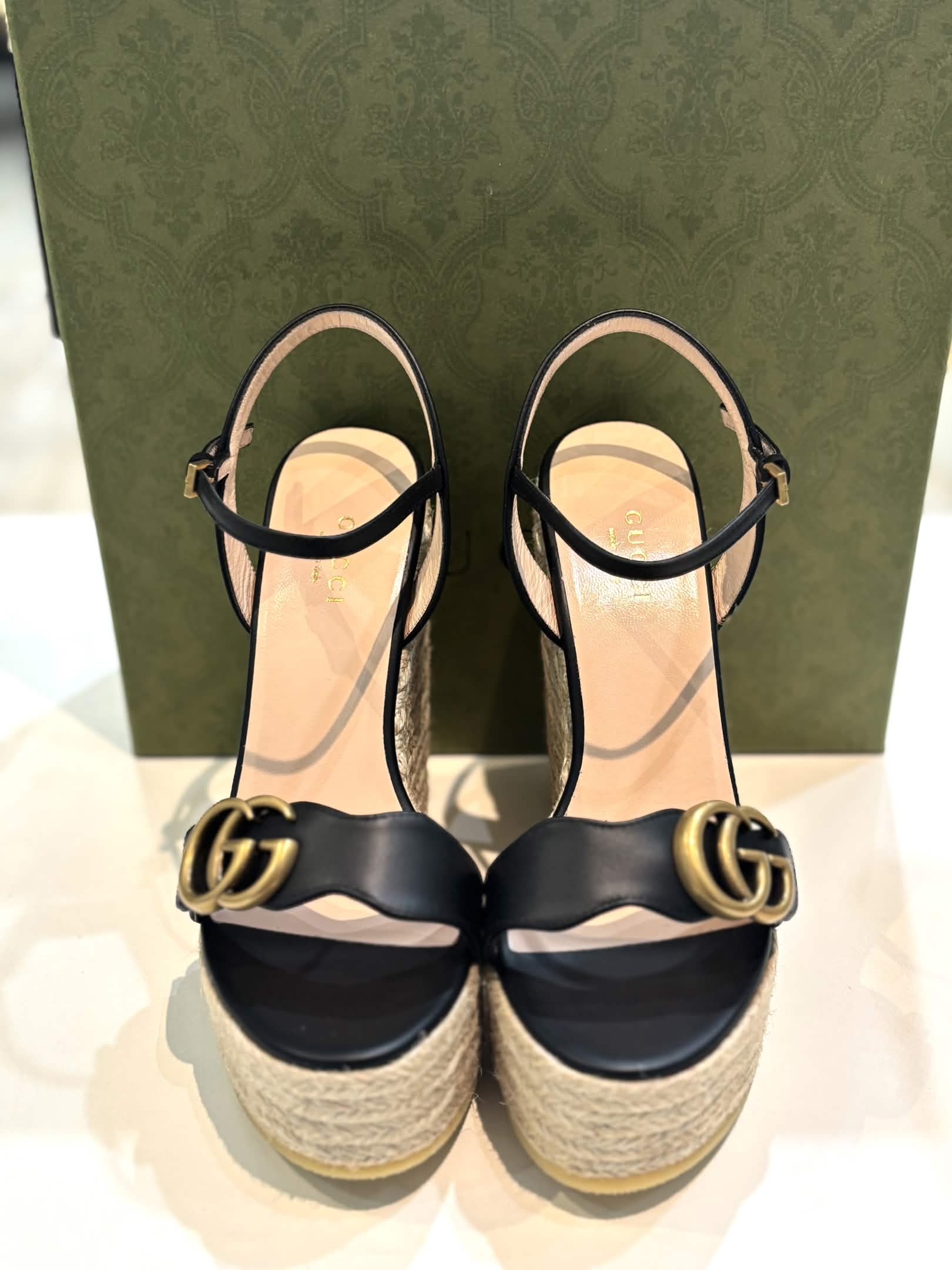 GUCCI GG AITANA WEDGE HEEL ESPADRILLE SANDALS