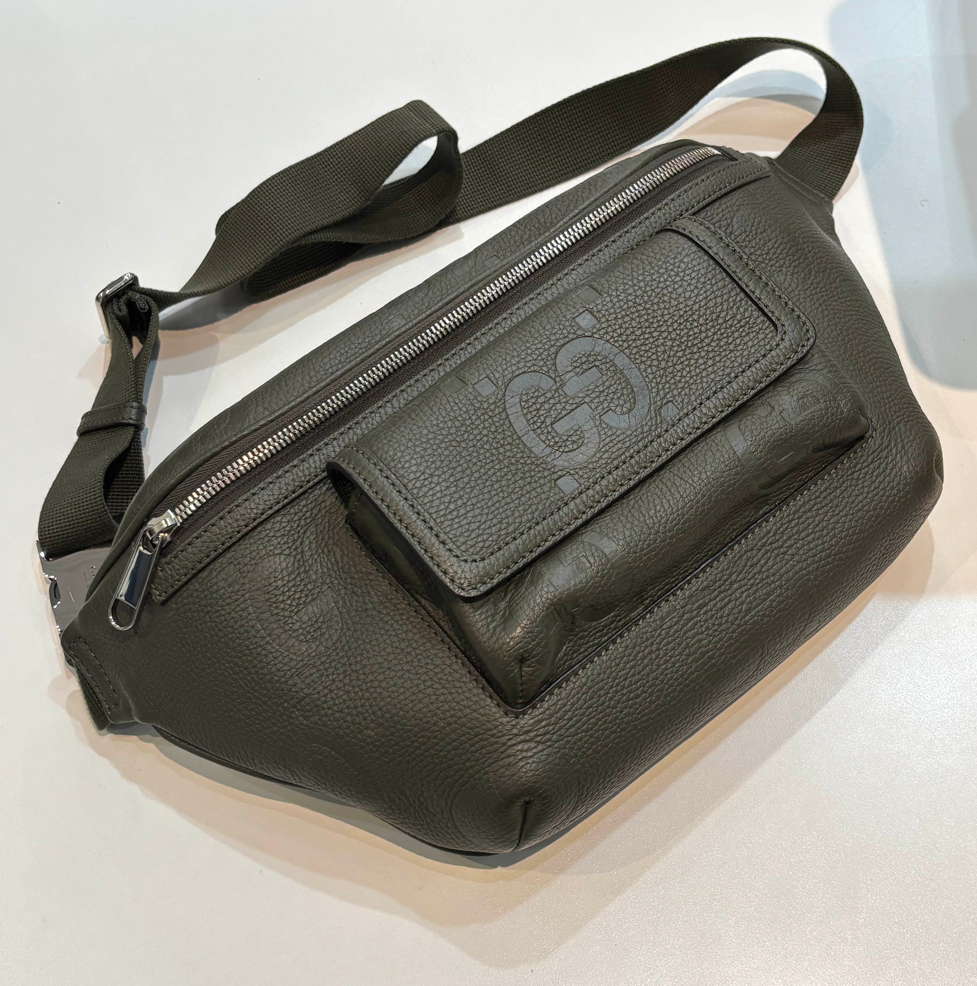 GUCCI JUMBO GG MONOGRAM EMBOSSED CALFSKIN BUM BAG