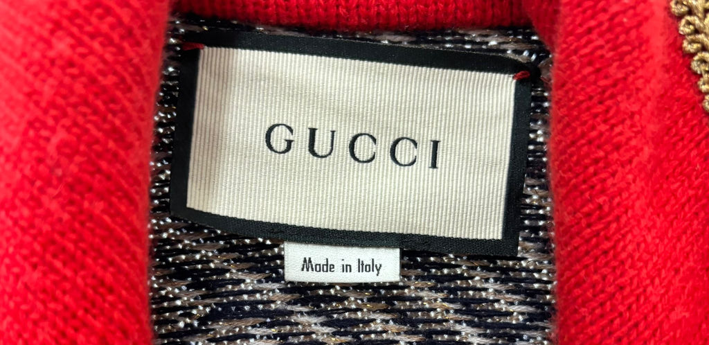 GUCCI WOOL KNIT GLITTER GG MONOGRAM CARDIGAN