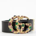 GUCCI GG MARMONT CRYSTAL EMBELLISHED LEATHER BELT