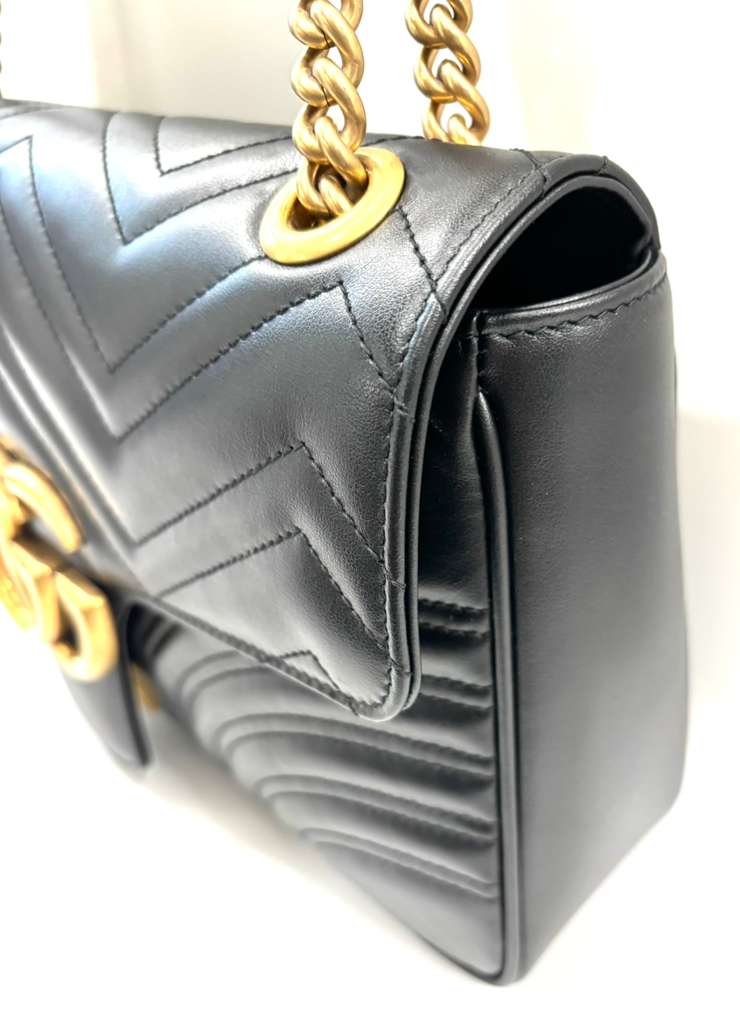 GUCCI GG MARMONT FLAP LEATHER CROSSBODY BAG
