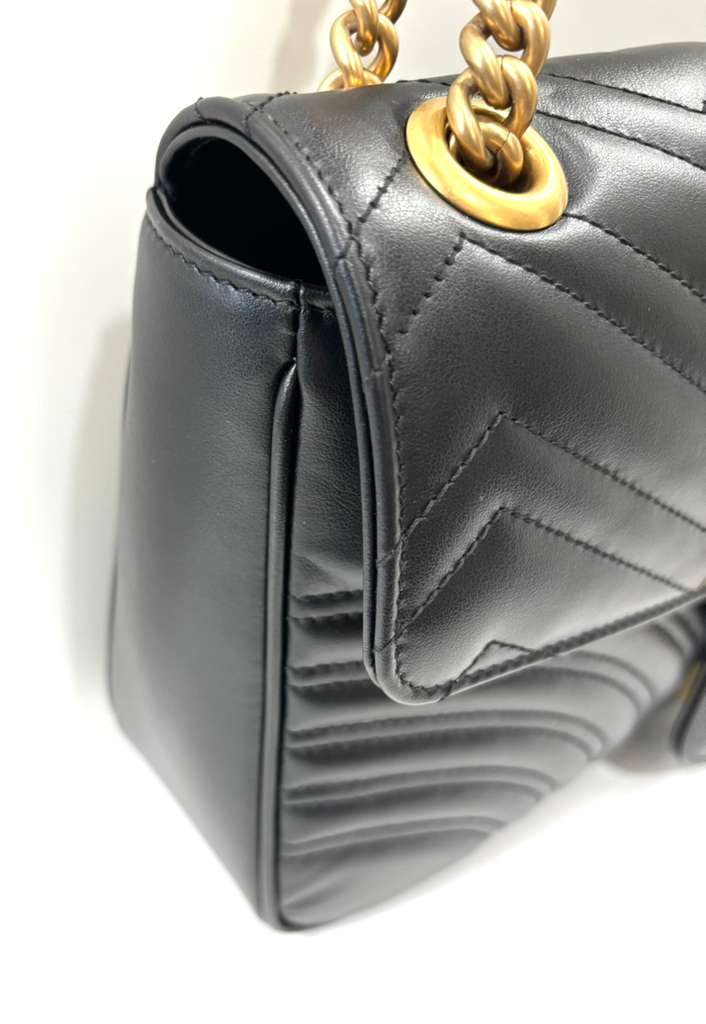 GUCCI GG MARMONT FLAP LEATHER CROSSBODY BAG