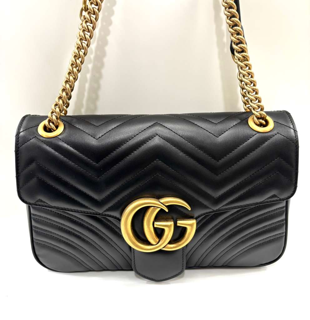GUCCI GG MARMONT FLAP LEATHER CROSSBODY BAG