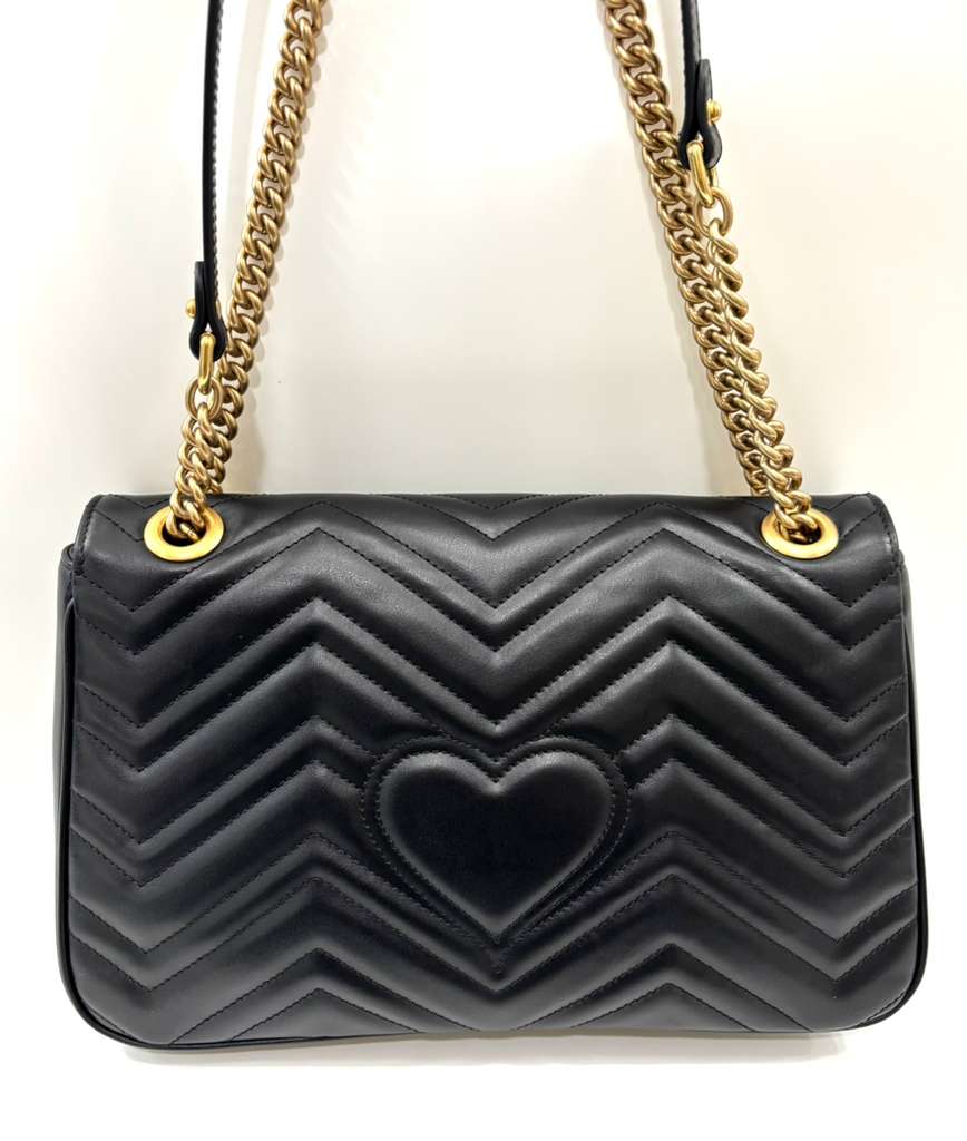 GUCCI GG MARMONT FLAP LEATHER CROSSBODY BAG