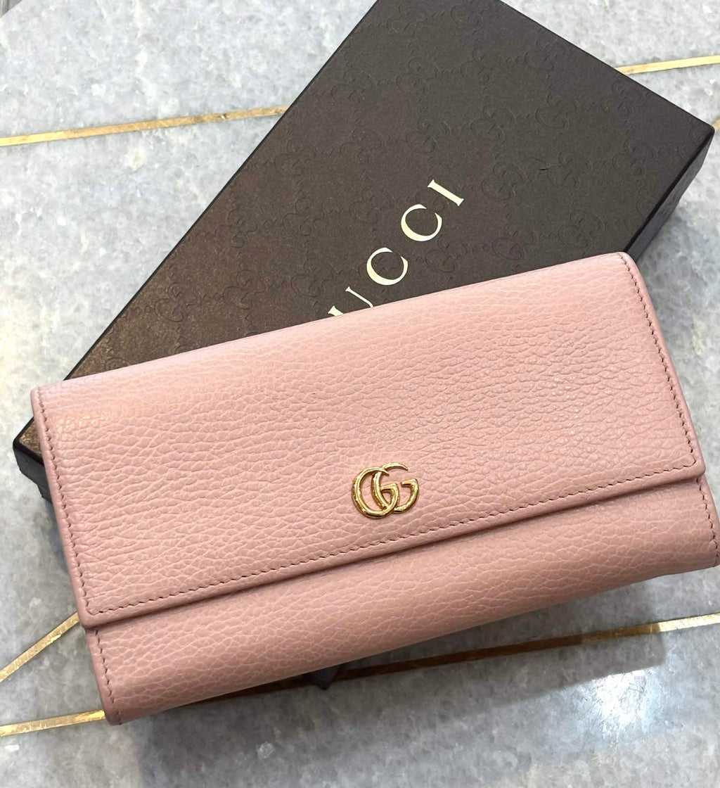 GUCCI GG MARMONT CALFSKIN LEATHER CONTINENTAL WALLET