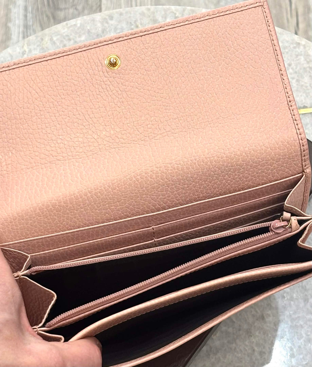GUCCI GG MARMONT CALFSKIN LEATHER CONTINENTAL WALLET