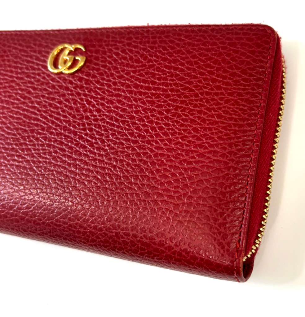 GUCCI GG MARMONT CALFSKIN LEATHER ZIP AROUND WALLET