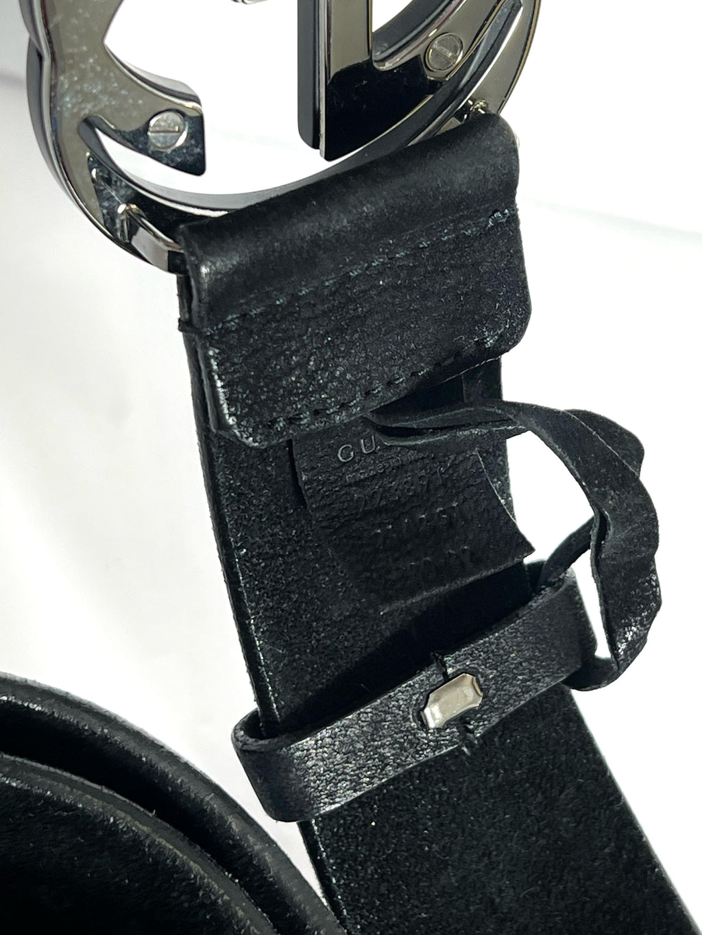 GUCCI INTERLOCKING GG CALFSKIN LEATHER BELT