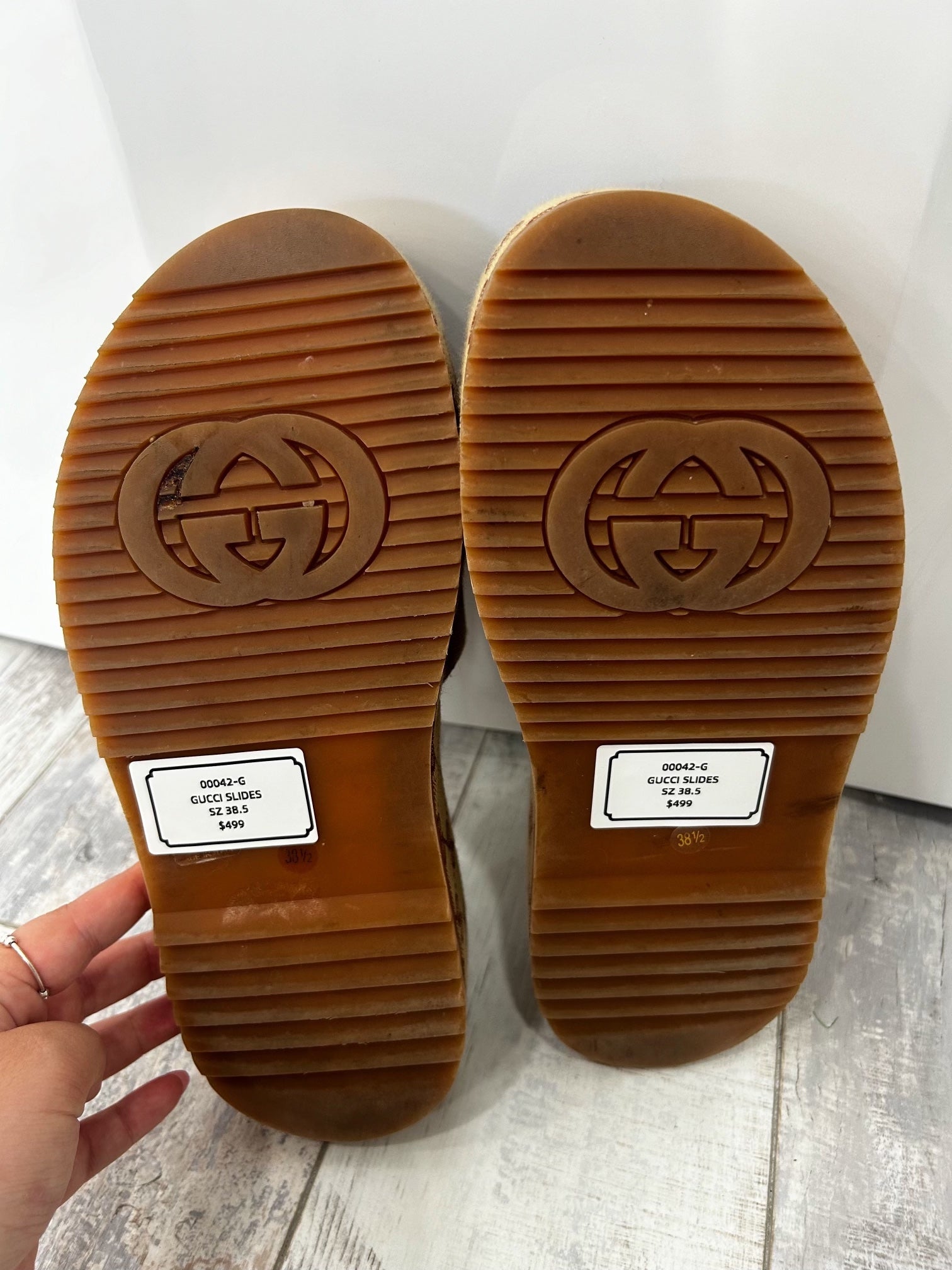 GUCCI GG SUPREME ANGELINA PLATFORM SLIDE SANDALS