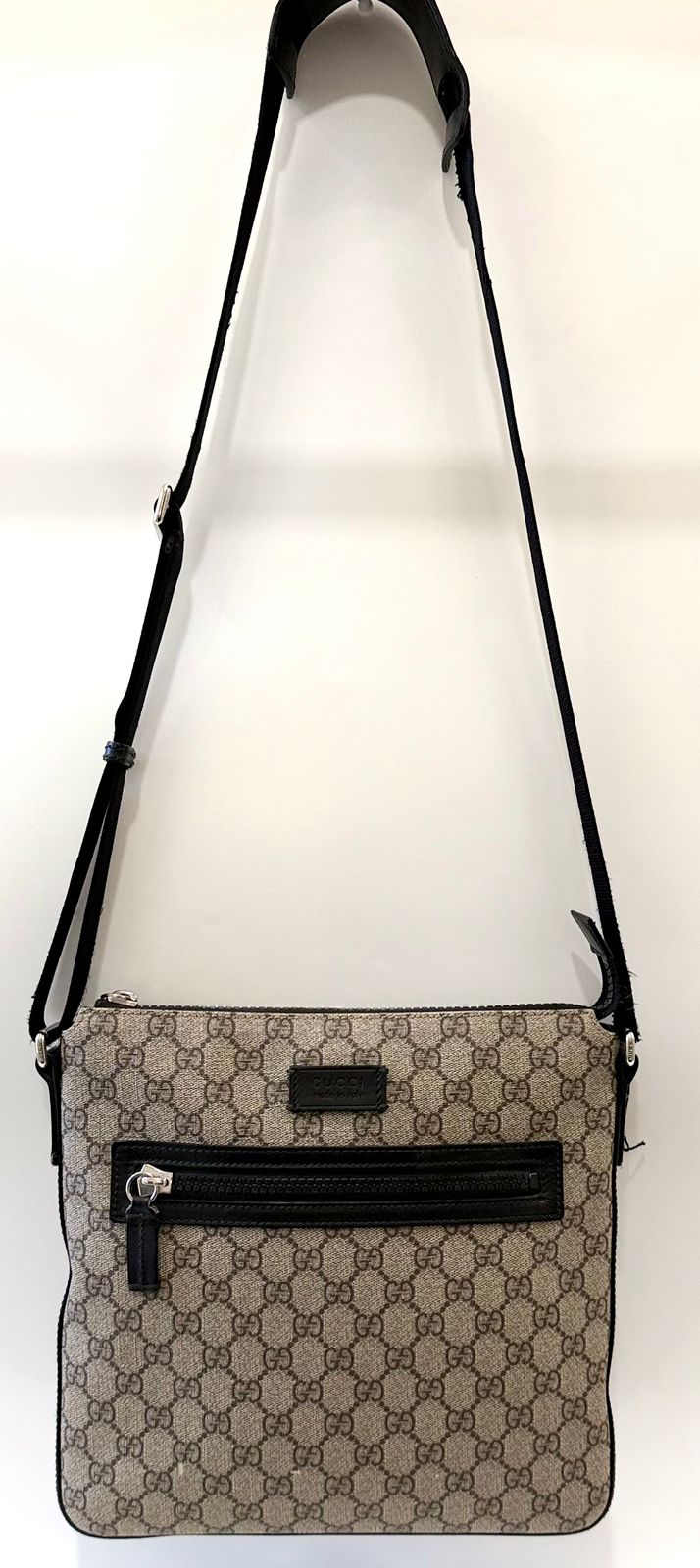 GUCCI GG SUPREME COATED CANVAS FLAT MESSENGER BAG