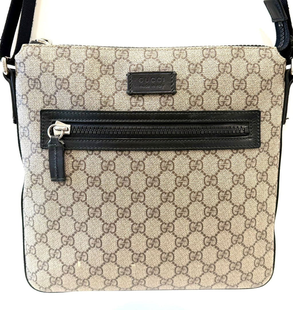 GUCCI GG SUPREME COATED CANVAS FLAT MESSENGER BAG