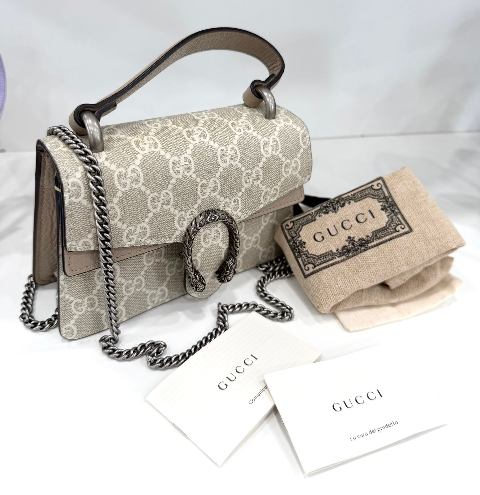GUCCI GG SUPREME MONOGRAM MINI DIONYSUS TOP HANDLE BAG