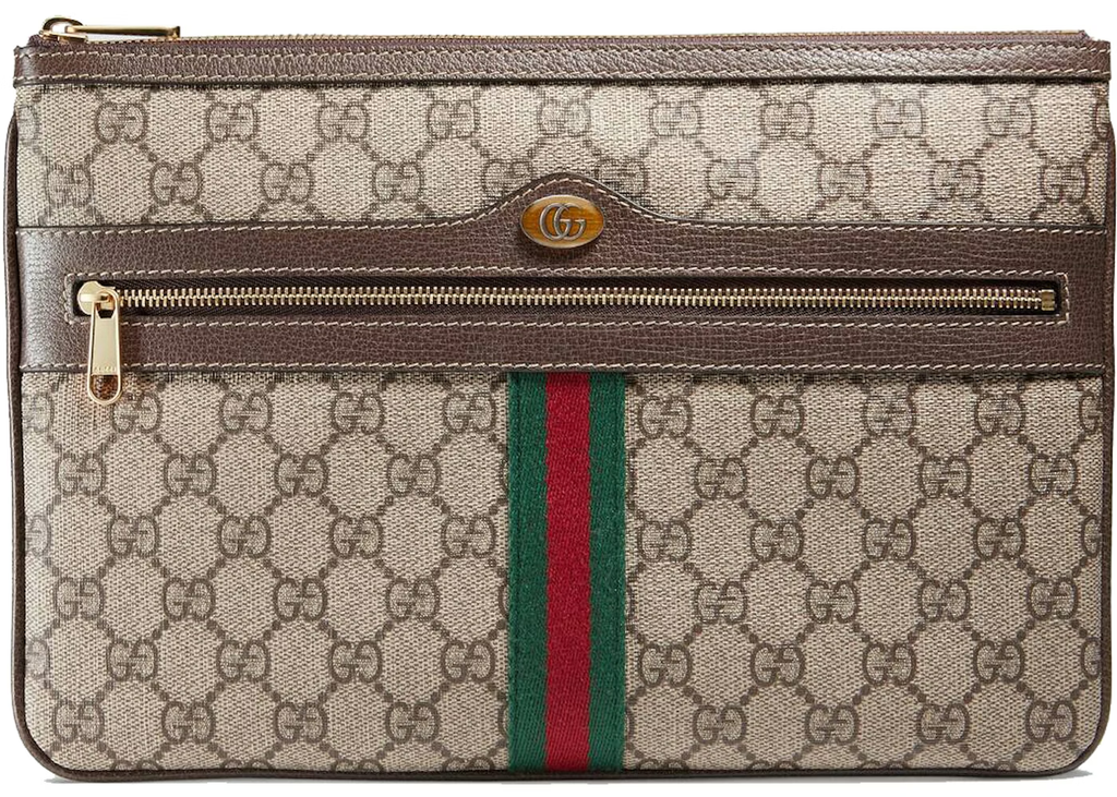 GUCCI GG SUPREME MONOGRAM WEB OPHIDIA CLUTCH