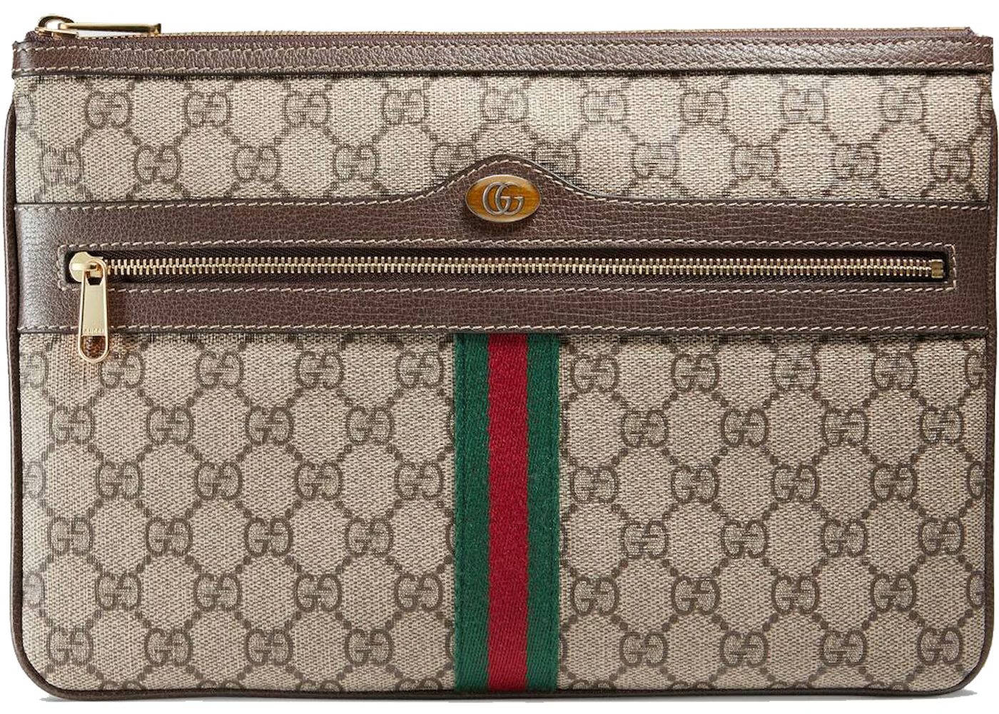 GUCCI GG SUPREME MONOGRAM WEB OPHIDIA CLUTCH