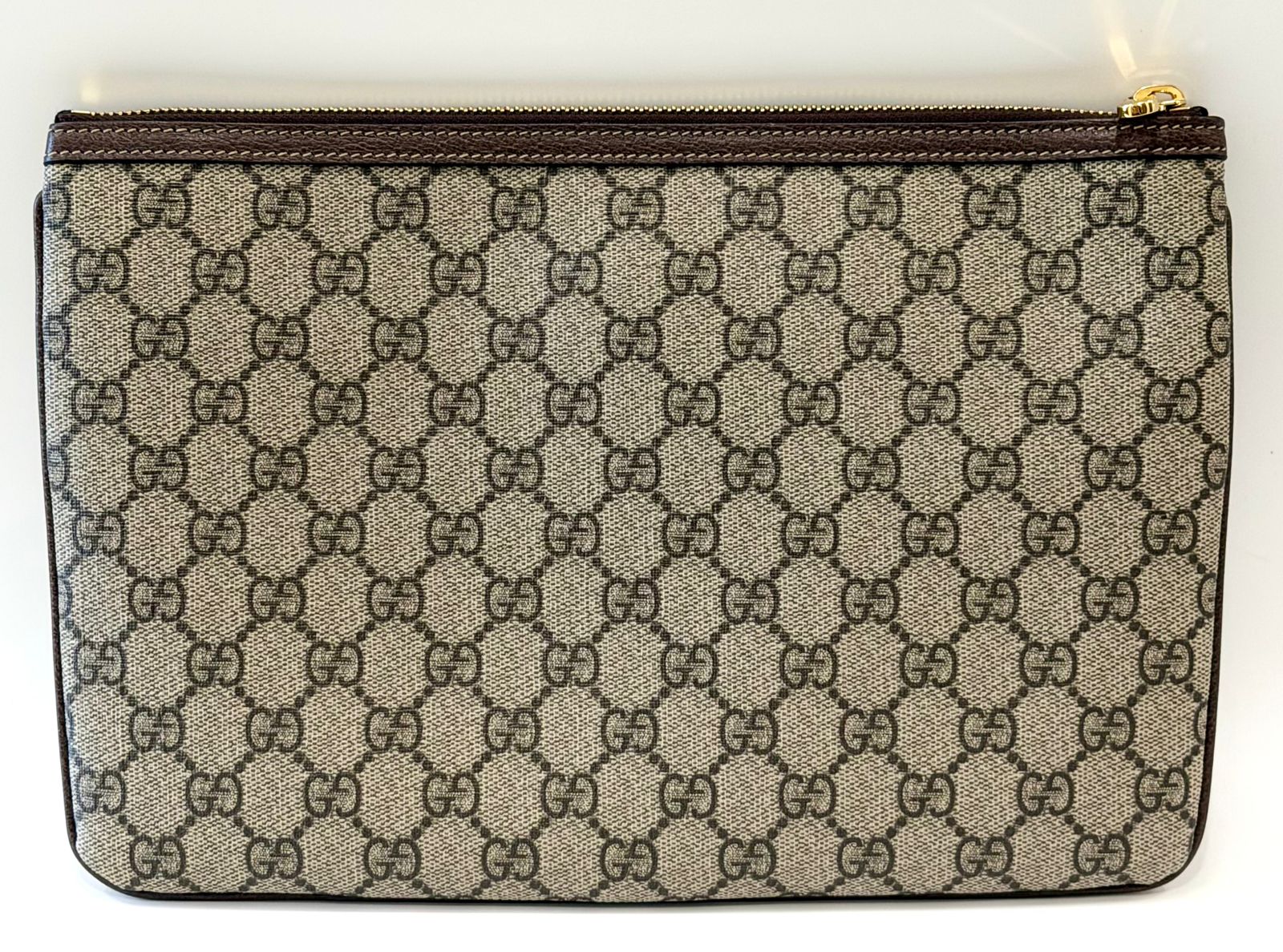 GUCCI GG SUPREME MONOGRAM WEB OPHIDIA CLUTCH