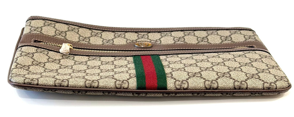 GUCCI GG SUPREME MONOGRAM WEB OPHIDIA CLUTCH