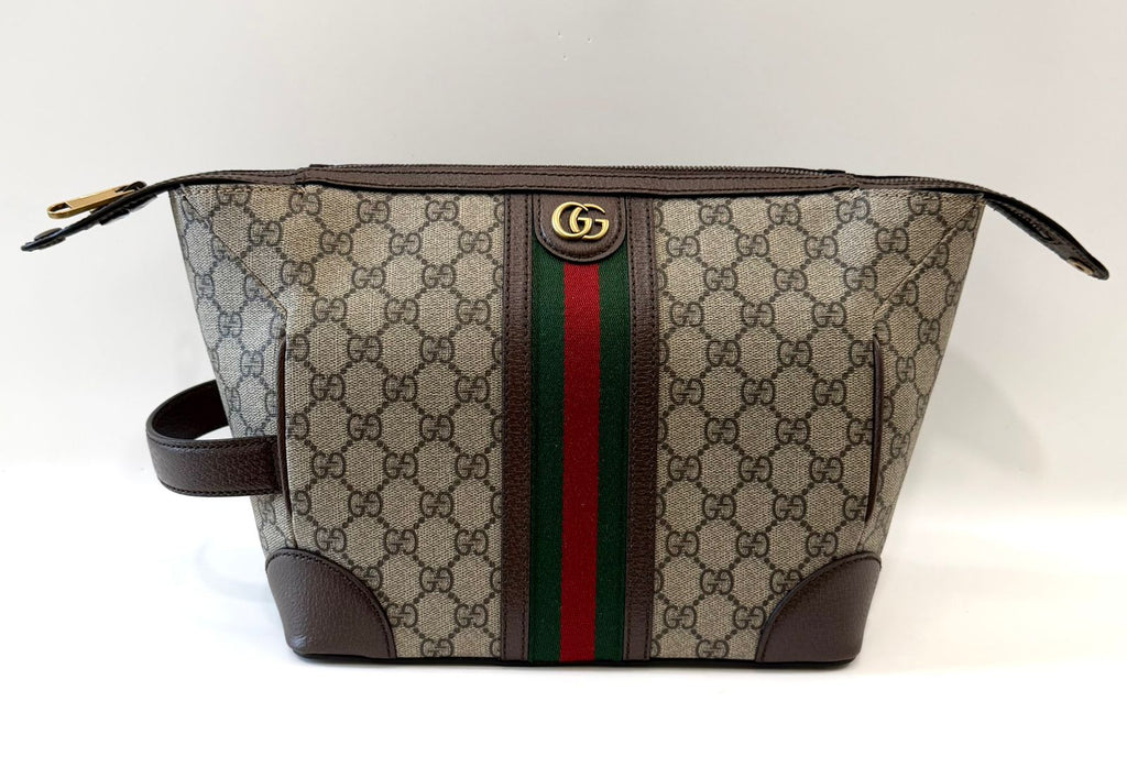 GUCCI GG SUPREME MONOGRAM WEB SAVOY TOILETRY BAG